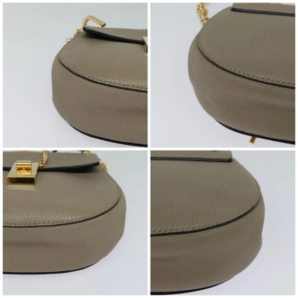 Chloe Chain Drew Shoulder Bag Leather Gray Gold Auth - Picture 15 of 16